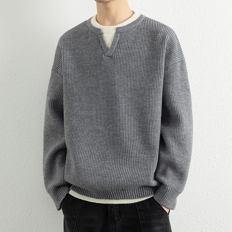 Herren Strickpullover mit V-Ausschnitt und strukturiertem Design Echoarchiv
