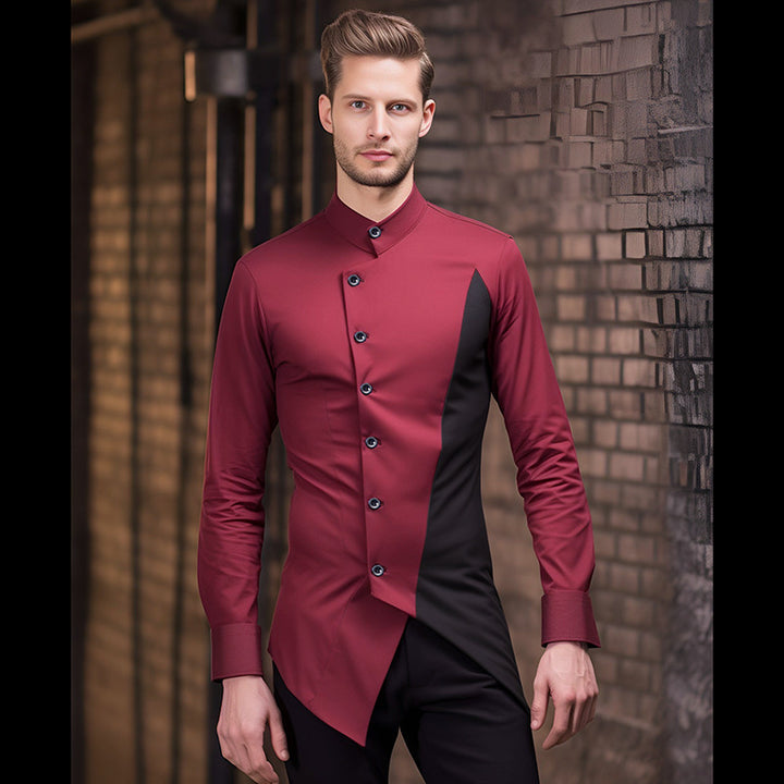Herren kreatives Businesshemd mit asymmetrischem Design und modischen Akzenten Echoarchiv