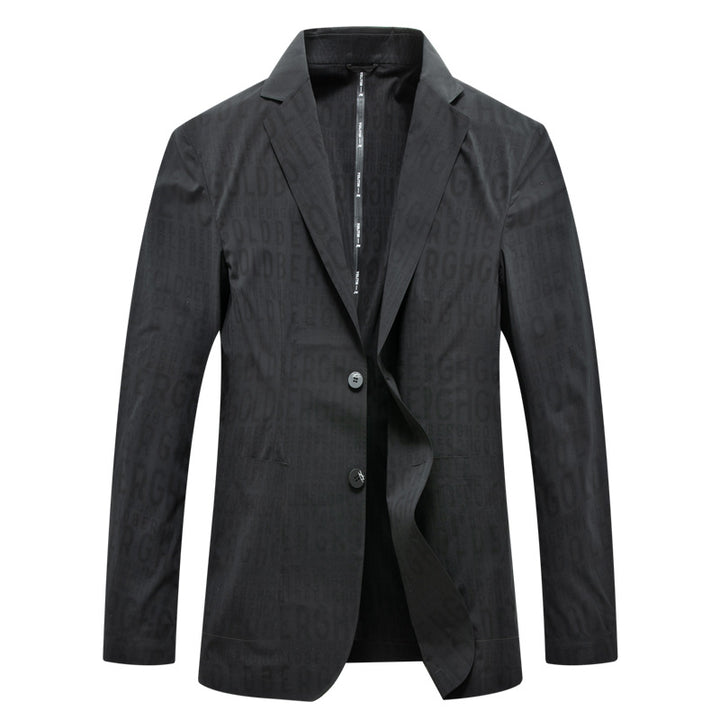 Herren Slim-Fit Einreihiges Sakko mit dezentem Jacquard-Logoallover und ungefütterter Konstruktion Echo Archiv