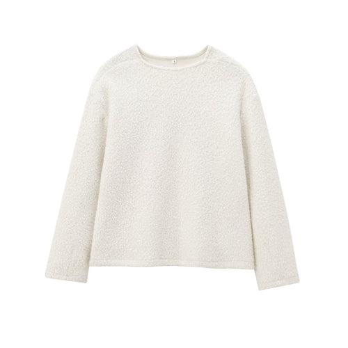 Damen nan kuscheliger Bouclé-Pullover mit Rundhalsausschnitt und entspannter Oversize-Silhouette Echo Archiv