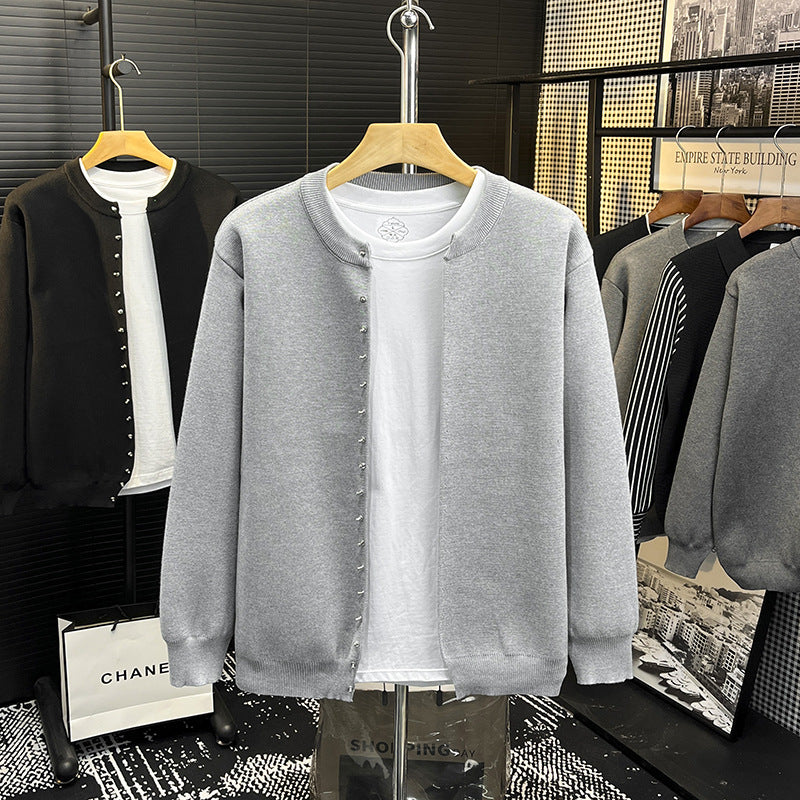 Herren Minimalistische Sweatcardigan mit verdeckter Druckknopfleiste Echoarchiv