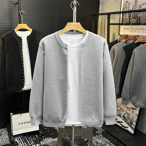 Herren Minimalistische Sweatcardigan mit verdeckter Druckknopfleiste Echoarchiv