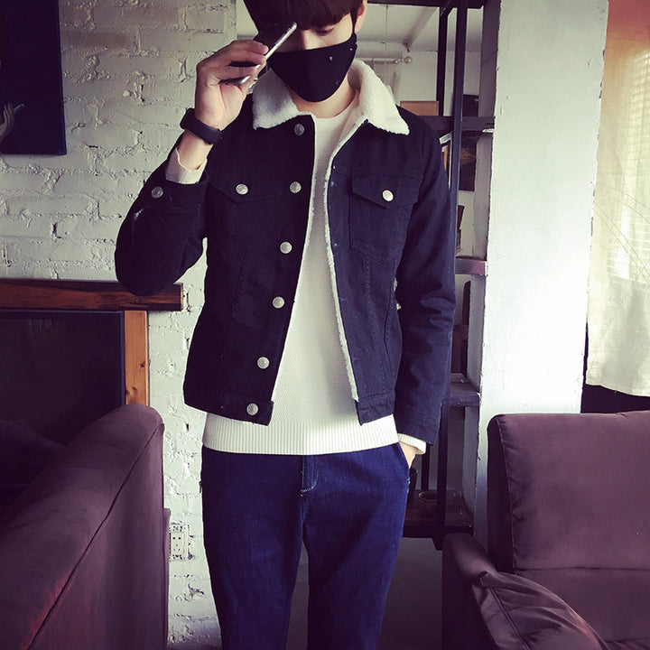 Herren Denimjacke mit Kunstfellkragen Echoarchiv