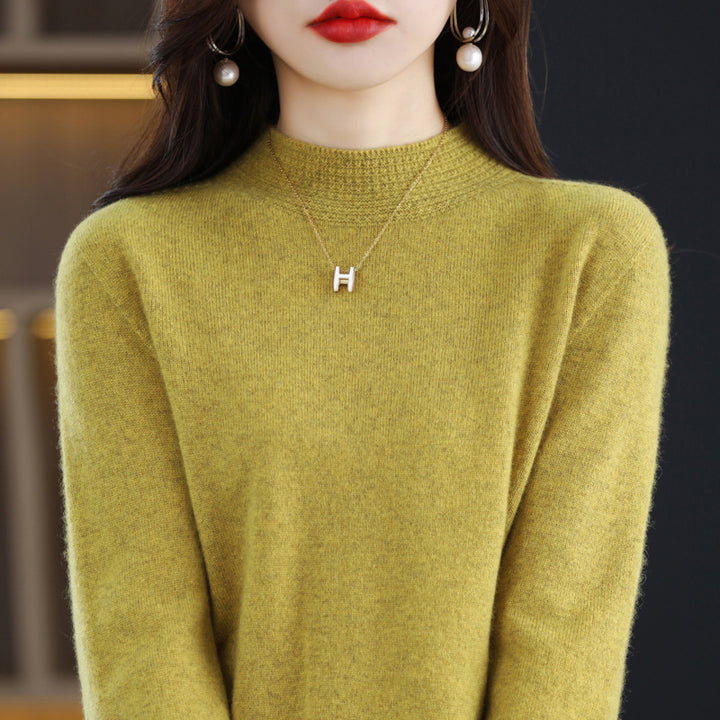 Damen Leichter Feinstrick-Mockneckpullover mit strukturierter Kragenblende Echoarchiv