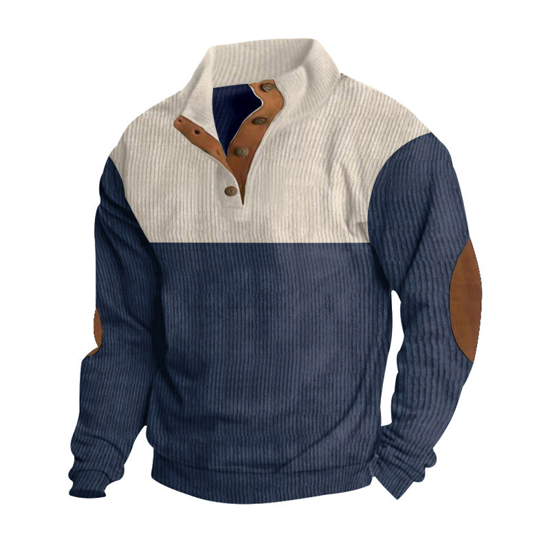 Herren modischer Stehkragen-Pullover mit eleganten Knöpfen Echoarchiv