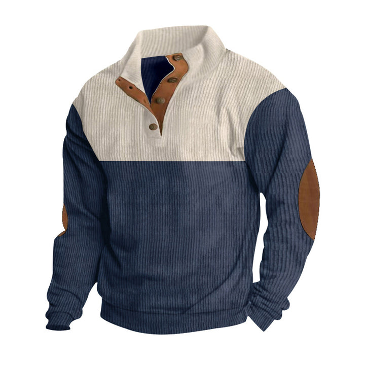 Herren modischer Stehkragen-Pullover mit eleganten Knöpfen Echoarchiv