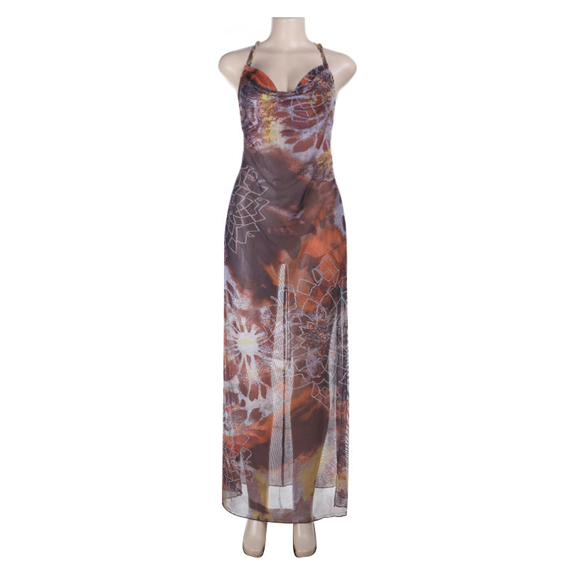 Damen Maxikleid mit verführerischem Halterneck-Design und floralem Muster Echo Archiv