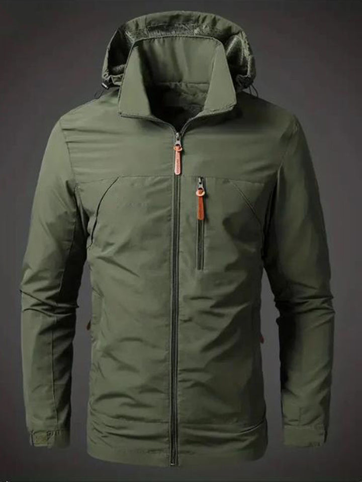 Herren Wetterfeste Funktionsjacke mit verstellbarer Kapuze Echoarchiv