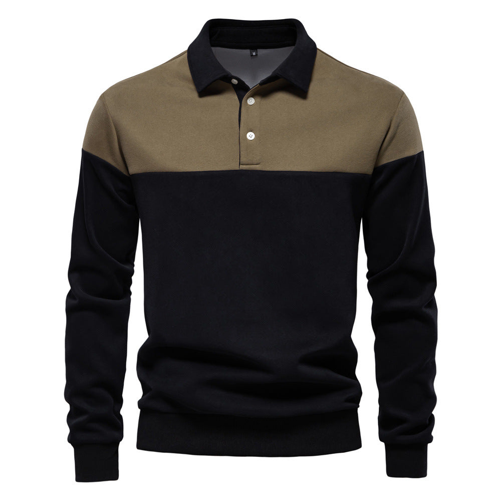 Herren Langarm Poloshirt mit modernen Farbapplikationen und hochwertigem Stoff Echoarchiv