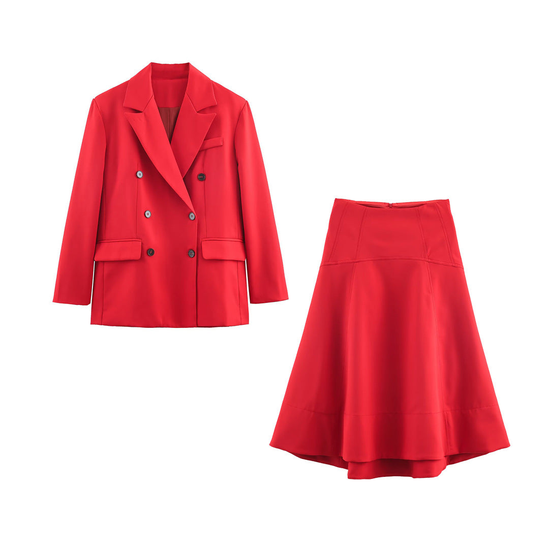 Damen Ausgestellter Midirock mit hoher Taille und Teilungsnähten Echoarchiv