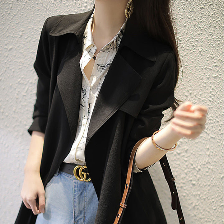 Damen Edles Trenchcoat mit Taillengürtel und praktischen Taschen Echoarchiv