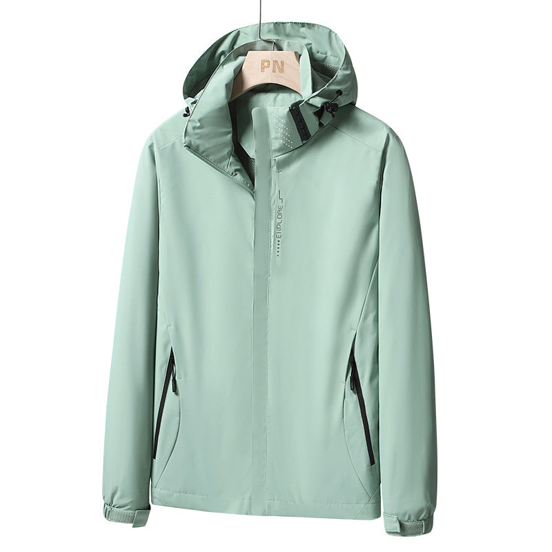 Herren Wasserdichte Softshell-Jacke mit Kapuze, Reißverschluss-Taschen und verstellbaren Bündchen Echoarchiv