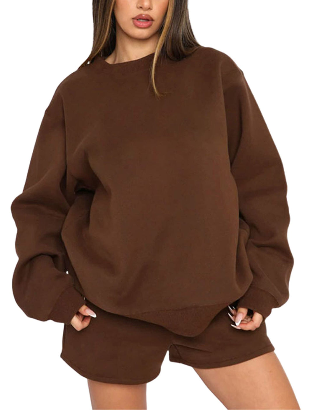 Damen nan weites Sweatshirt und Shorts Haus-Set aus weichem Frottee Echo Archiv