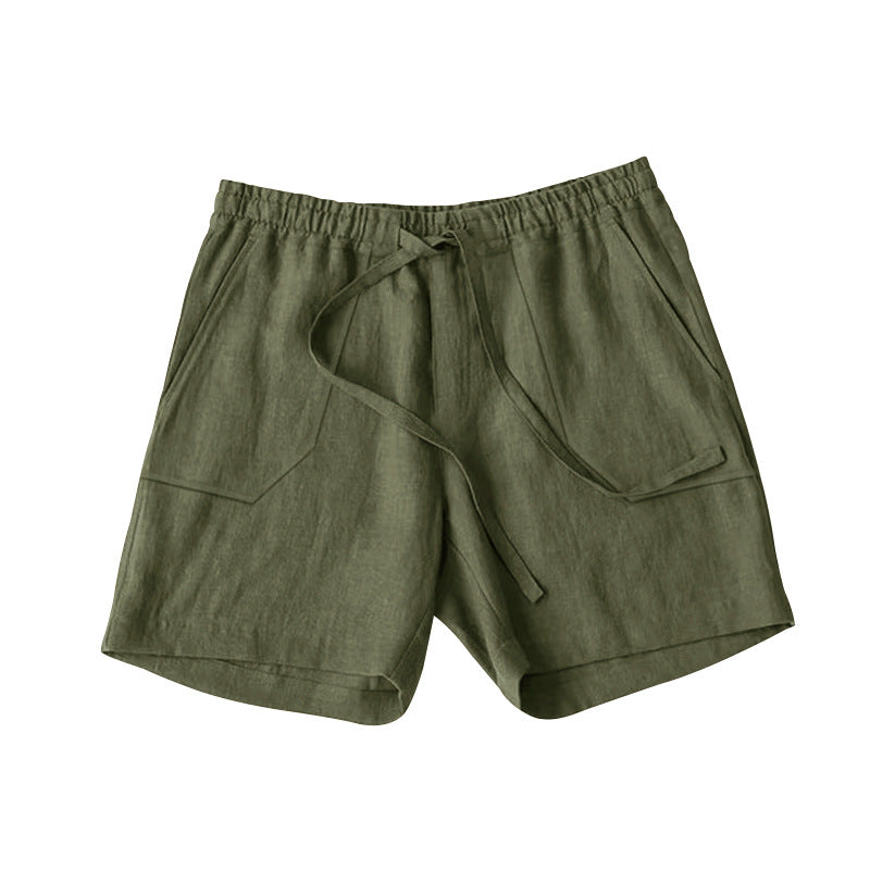 Herren lässige Leinen-Shorts mit elastischem Bund und seitlichen Eingrifftaschen Echoarchiv
