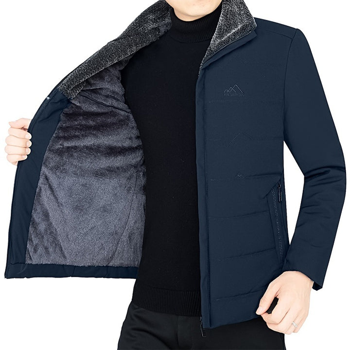 Herren Thermo-Stehkragenjacke mit weichem Teddyfutter und Reißverschlusstaschen – Taviero