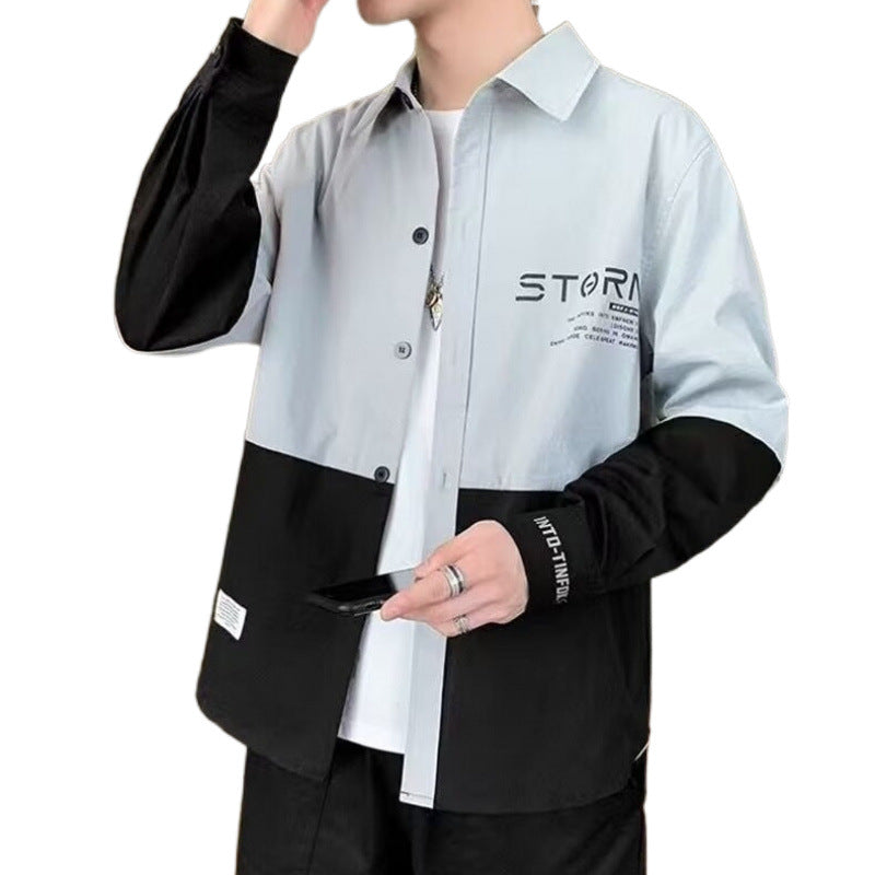 Herren modische Hemdjacke mit Farbblockdesign Echoarchiv