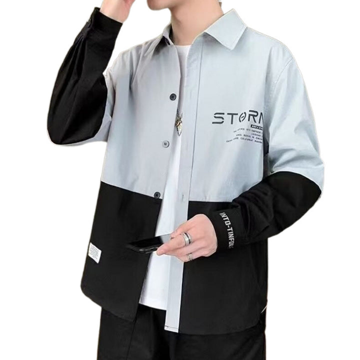 Herren modische Hemdjacke mit Farbblockdesign Echoarchiv