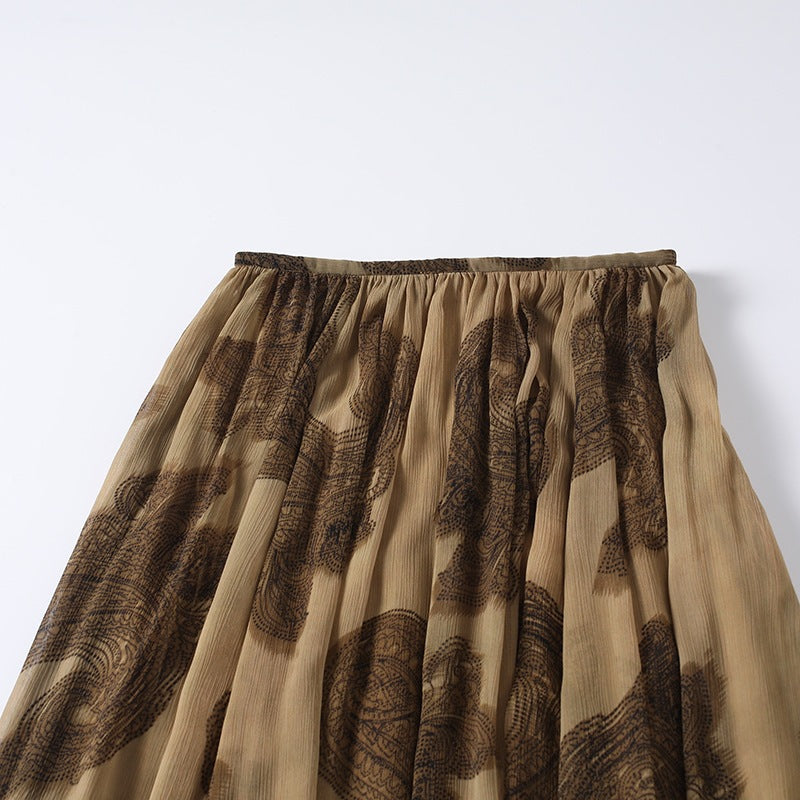 Damen Maxirock aus Chiffon mit Plissée, Elastischem Bund und Volantsaum Echo Archiv