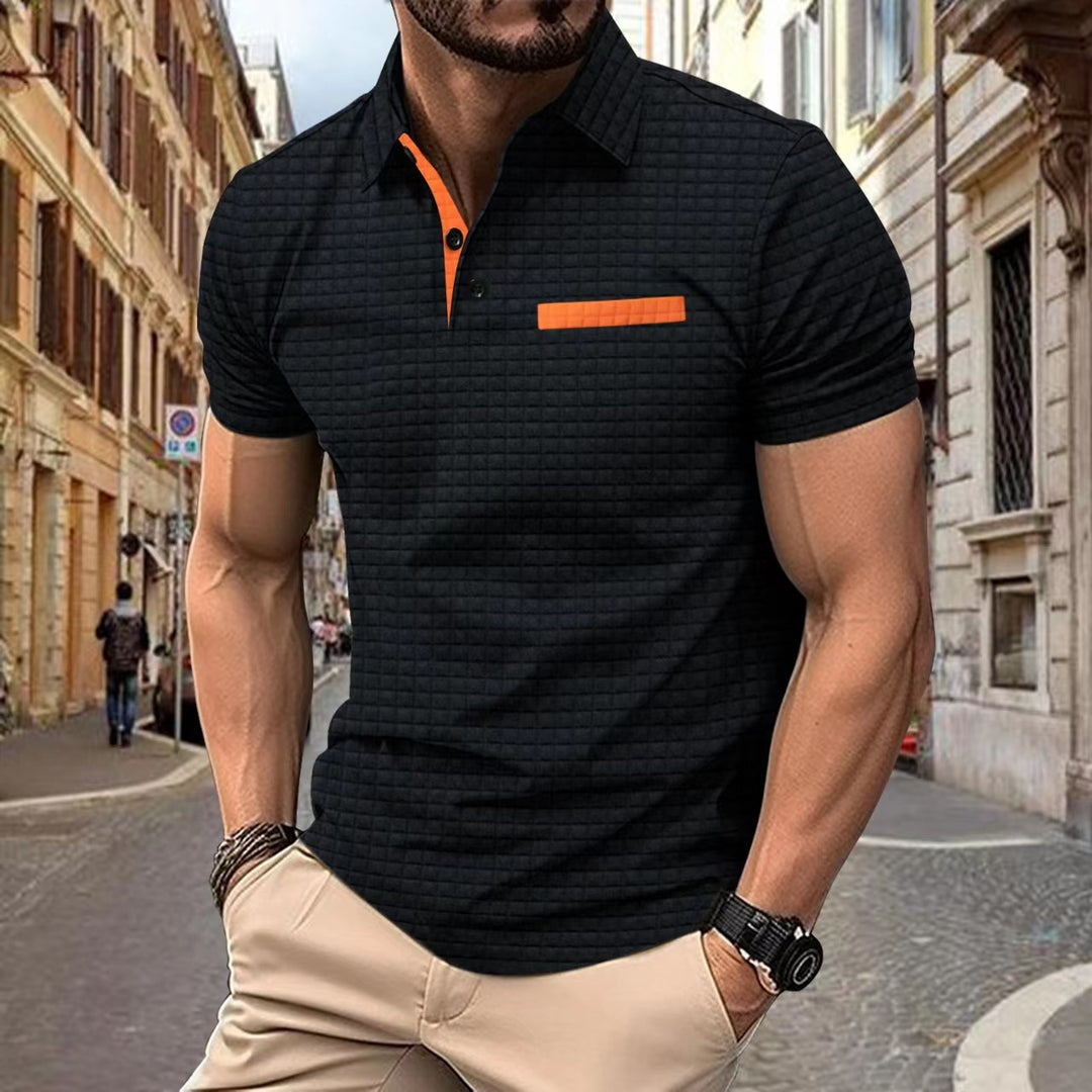 Herren strukturiertes Kurzarm-Polohemd mit modernem Design Echoarchiv
