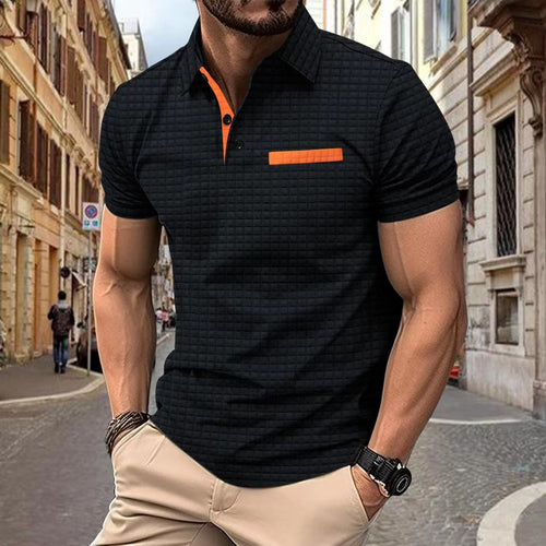 Herren elegantes Kurzarm-Polohemd mit strukturiertem Design Echoarchiv