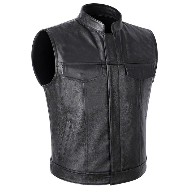 Herren Motorrad-Lederweste mit praktischen Taschen und modernem Design Echoarchiv
