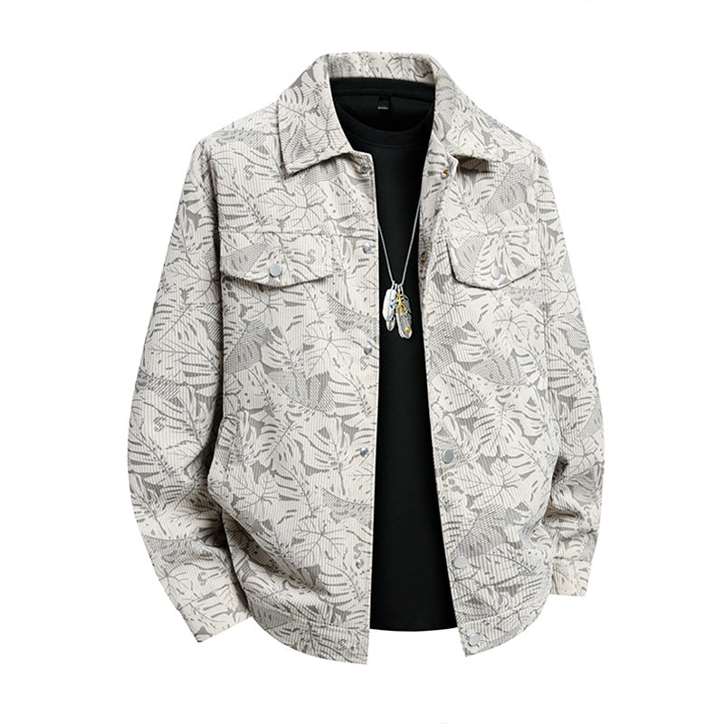 Herren lässige Utility-Jacke mit Allover-Print Echoarchiv
