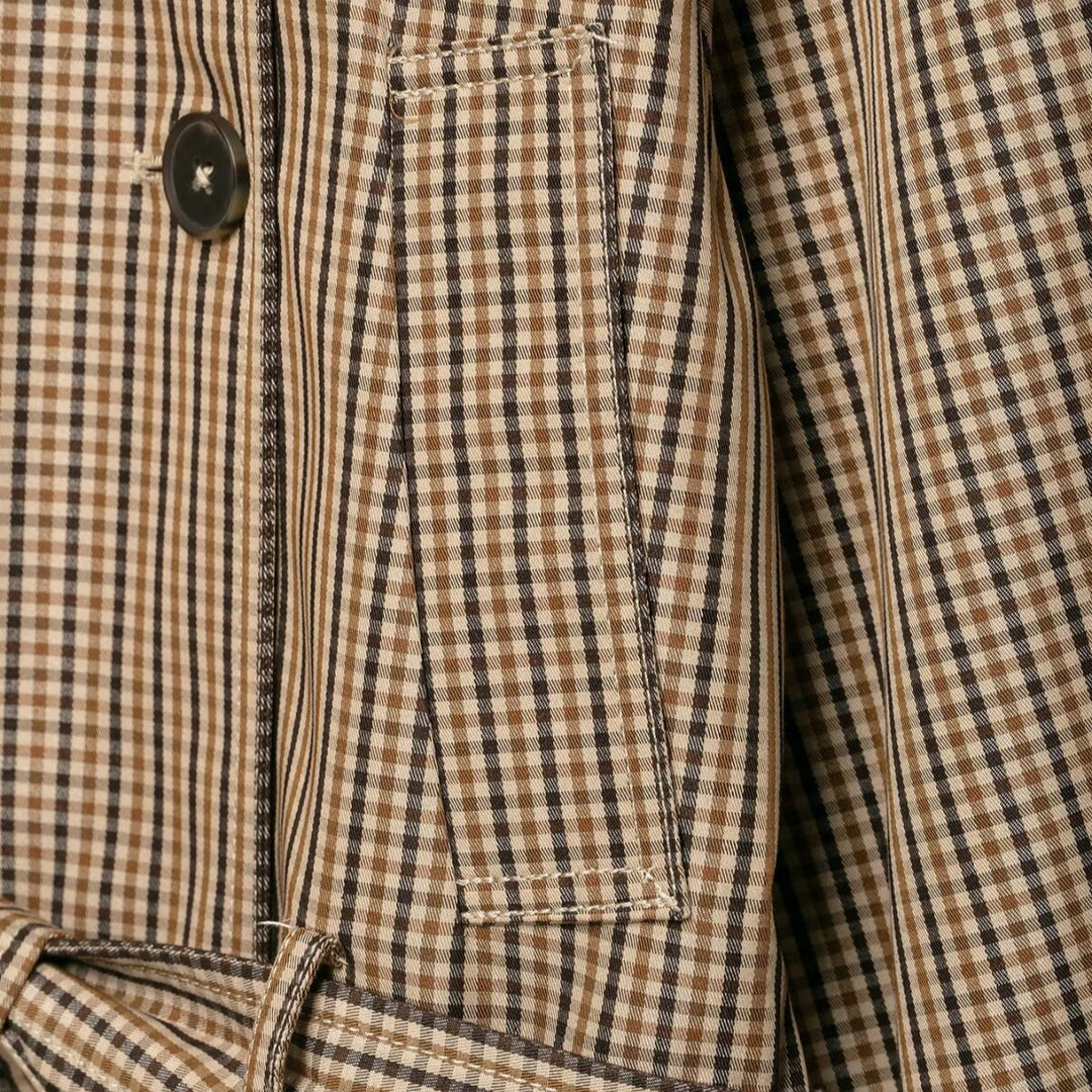 Damen Kurz-Trenchjacke im Glencheck mit kastiger Silhouette, Bindegürtel und Raglanärmeln Echoarchiv