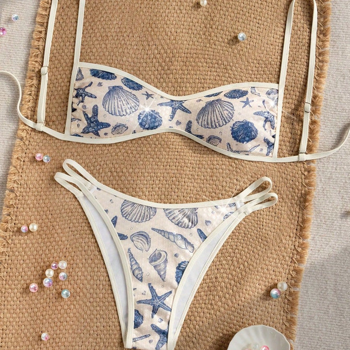Damen Bandeau-Bikini mit maritimem Muschel-Motiv Echo Archiv