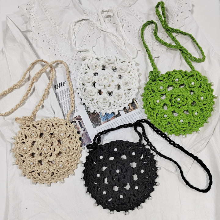 Damen handgefertigte Häkel-Handtasche mit Perlenschmuck Echo Archiv