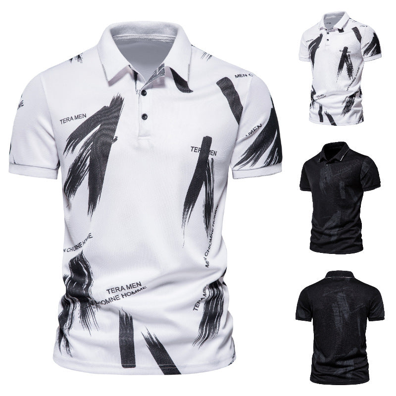 Herren Polo-Shirt mit modernem Grafikdesign und atmungsaktiver Baumwollmischung Echoarchiv