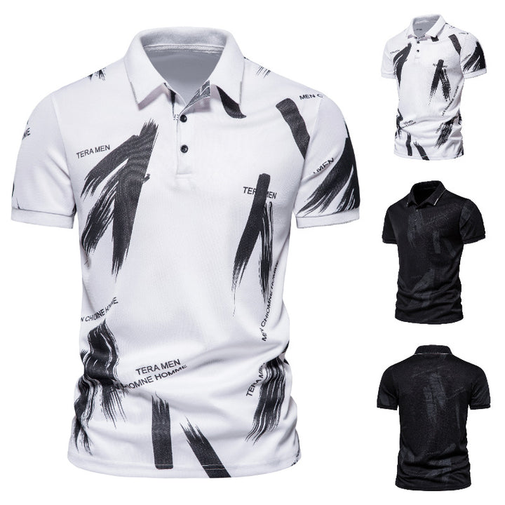Herren Polo-Shirt mit modernem Grafikdesign und atmungsaktiver Baumwollmischung Echoarchiv