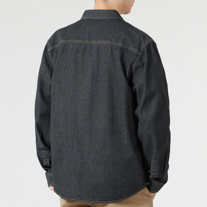 Herren Lockeres Denim-Overshirt mit aufgesetzten Brusttaschen und durchgehender Knopfleiste Echo Archiv