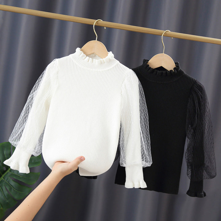Mädchen elegantes Pullover mit transparenter Spitzenärmel Echo Archiv