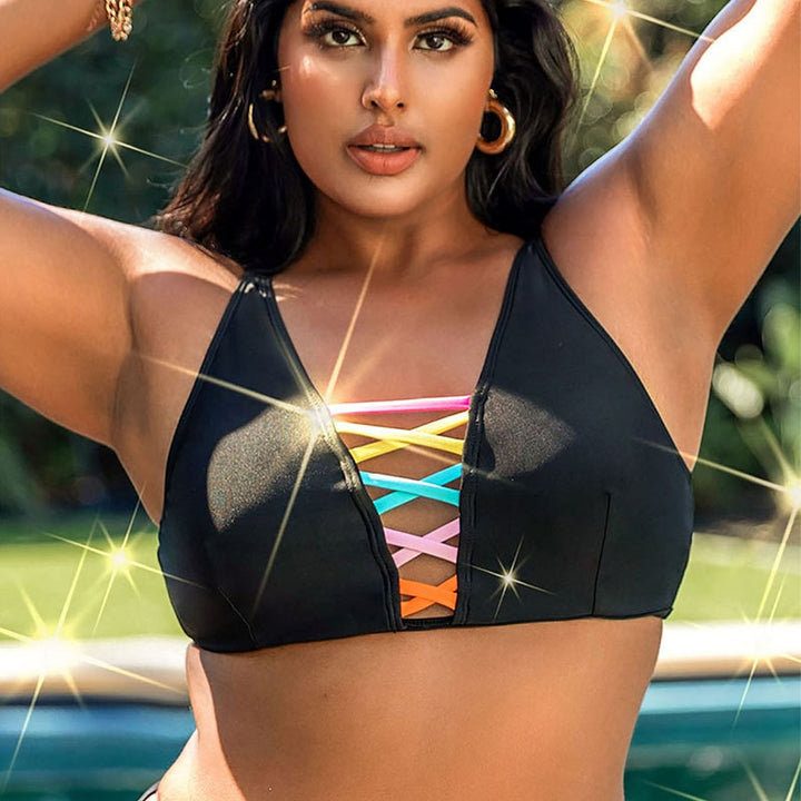 Damen Bikini-Oberteil mit farbenfrohem Schnür-Design Echo Archiv
