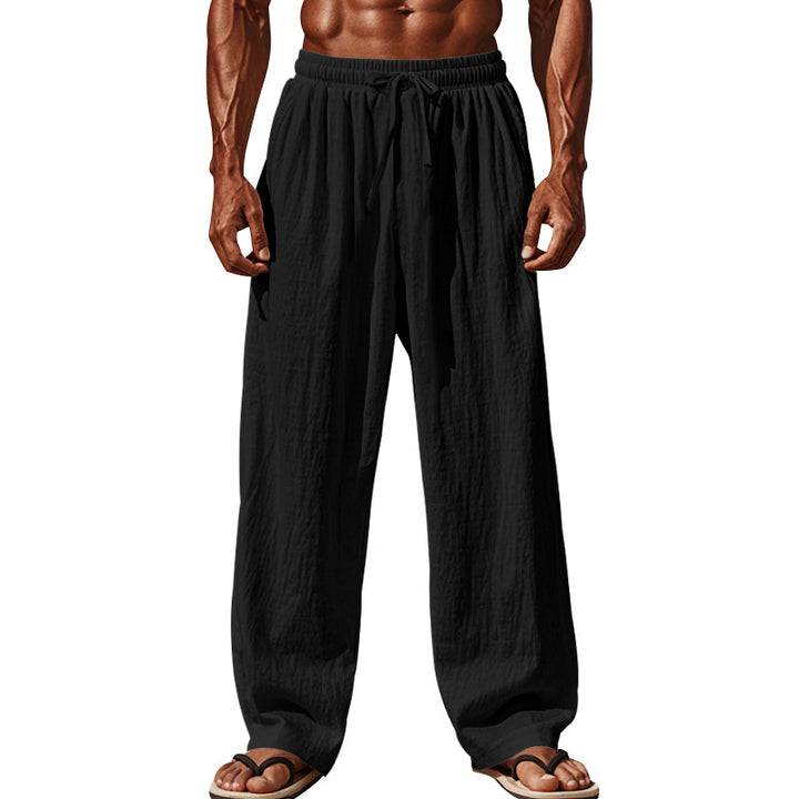Herren nan luftige Leinen-Sommerhose mit weitem Bein, Faltenfront und elastischem Komfortbund Echo Archiv
