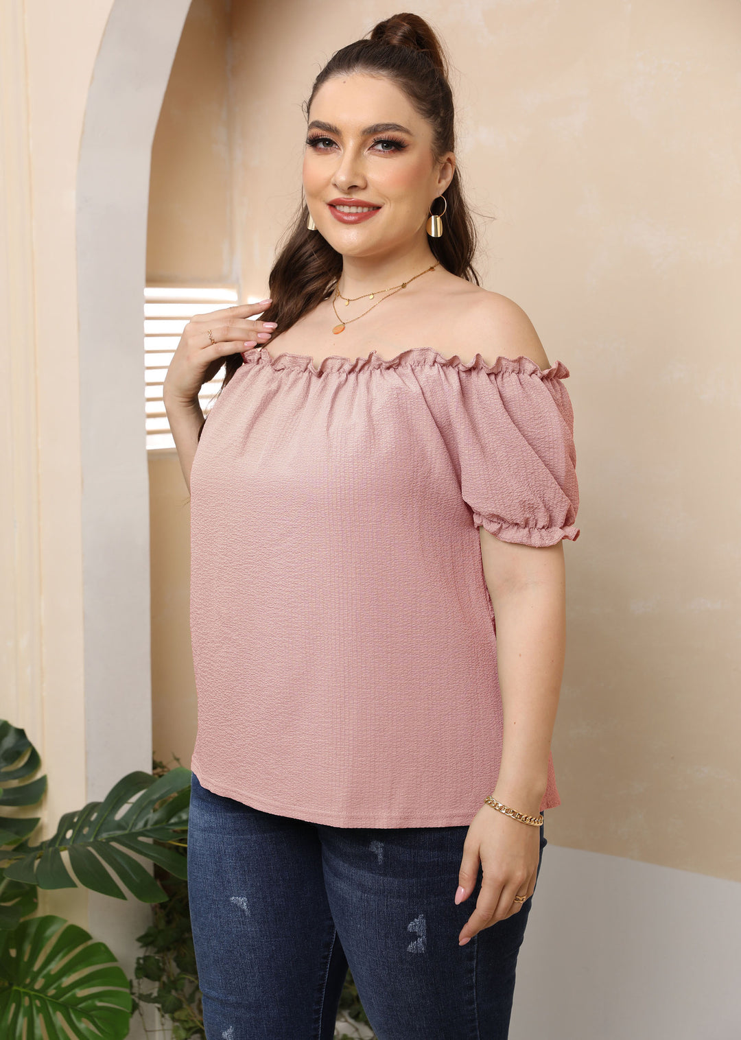 Damen Off-Shoulder Oberteil mit Volant Echo Archiv