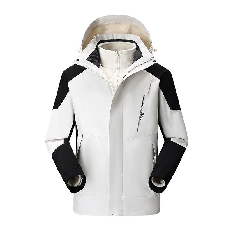 Damen Zwei-Lagen-Outdoormantel mit abnehmbarer Fleece-Innenjacke und verstellbarem Kapuzen – Avérine