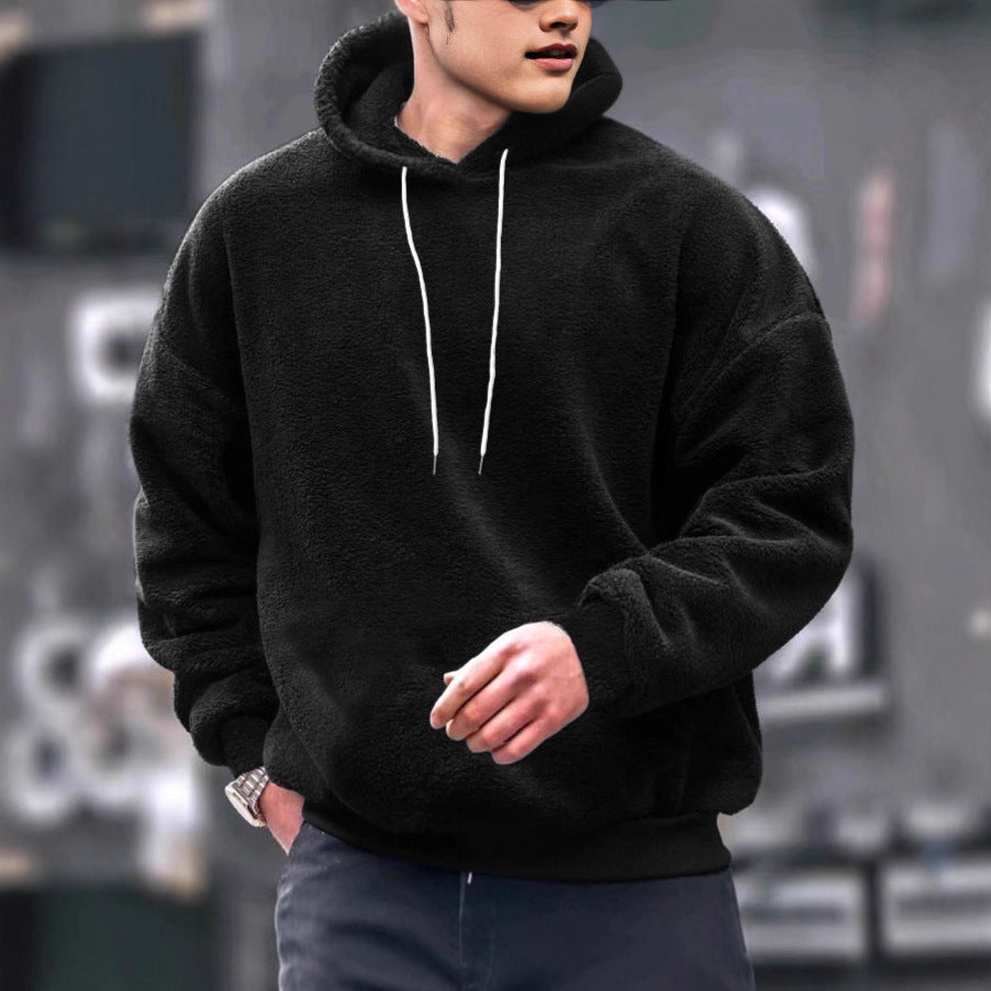 Herren kuscheliger Fleece-Hoodie mit sportivem Schnitt und verstellbarem Kordelzug Echoarchiv