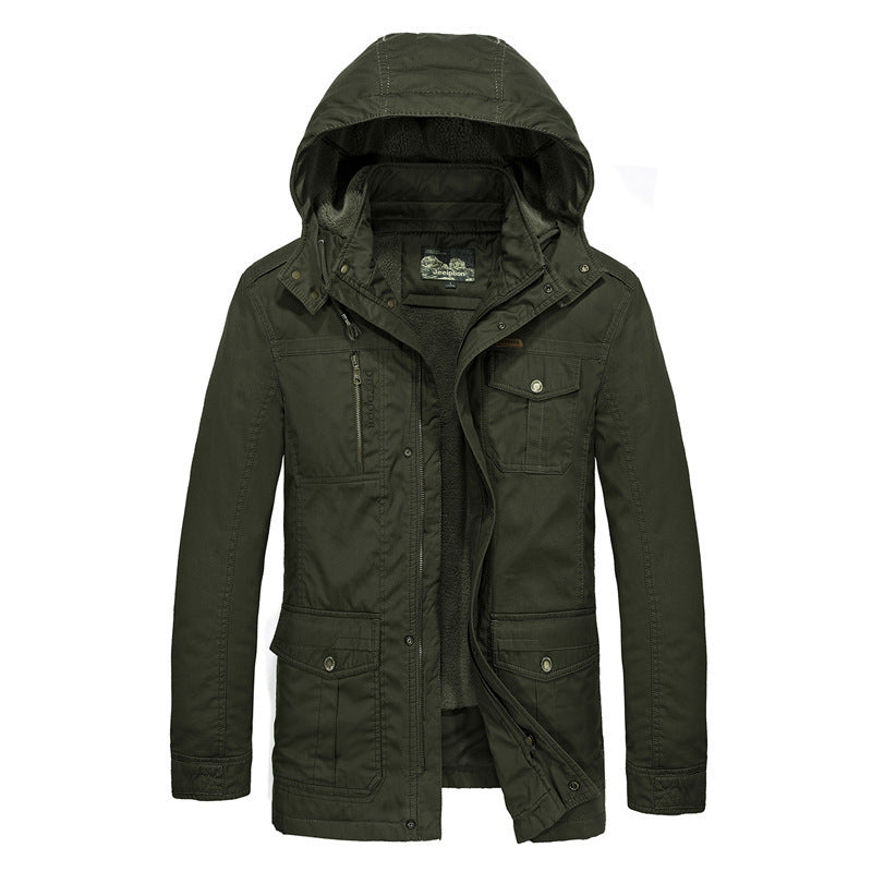 Herren gefütterter Field-Parka mit Kapuze und Multifunktions-Taschen – Taviero
