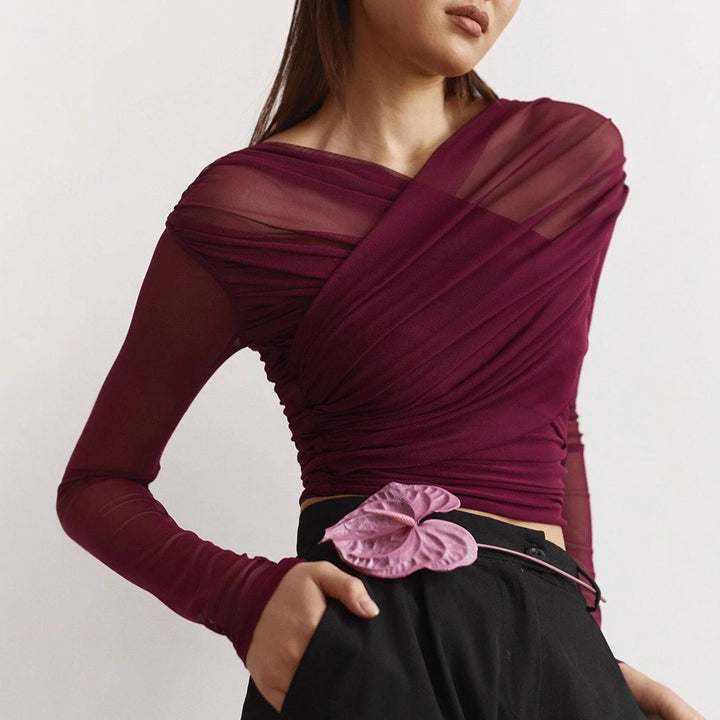 Damen Langarm-Crop-Top Echo Archiv