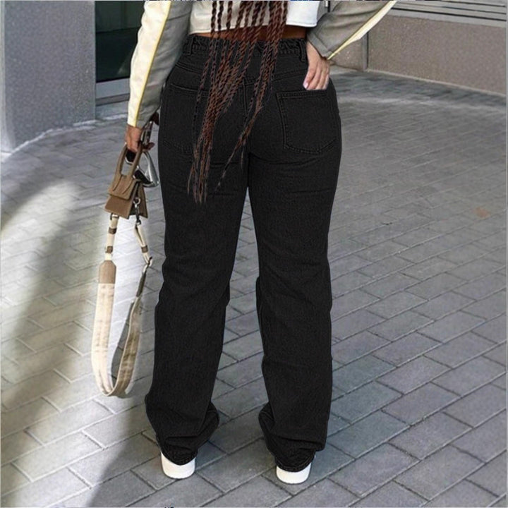 Damen hochgeschnittene weite Denim-Jeans mit ausgeprägten Ripped-Details und lässigem Schnitt Echo Archiv