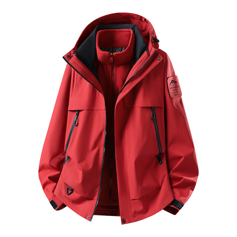 Herren modulare wasserdichte Outdoorjacke mit herausnehmbarer Fleece-Innenjacke, Kapuze und Reißverschlusstaschen Echo Archiv