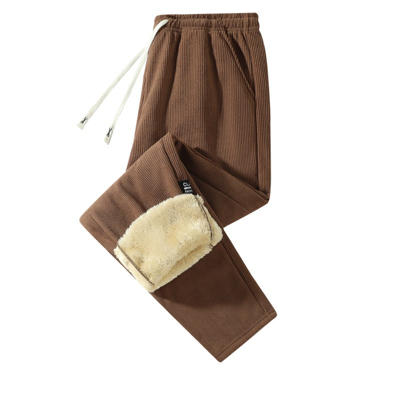 Damen Gefütterte Cord-Jogginghose mit Teddyfutter, Kordelzugbund & Seitentaschen Echoarchiv