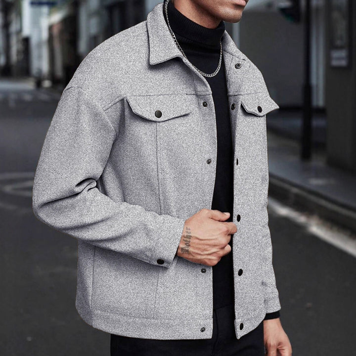 Herren modische Overshirt-Jacke mit praktischen Taschen und druckknopfverschluss Echoarchiv