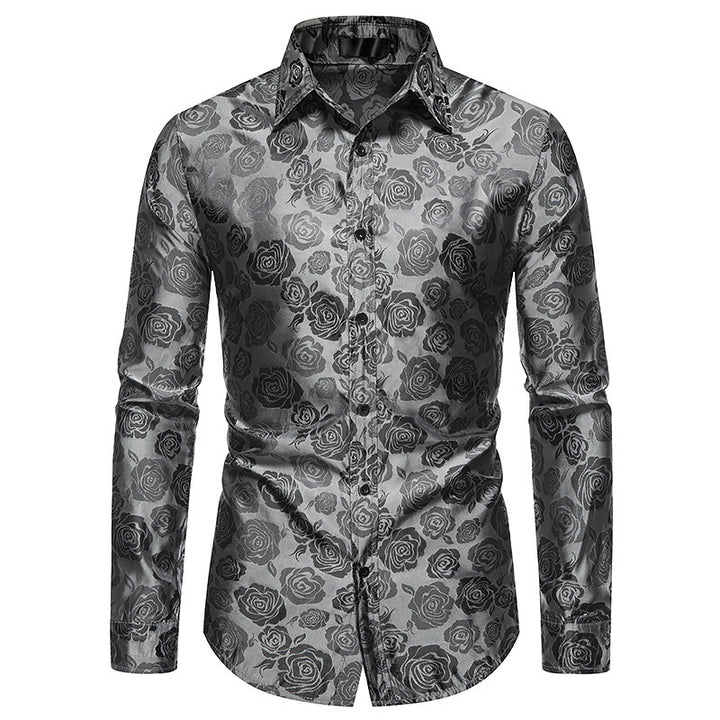 Herren Hemd mit floralen Prägungen und elegantem Glanz Echoarchiv