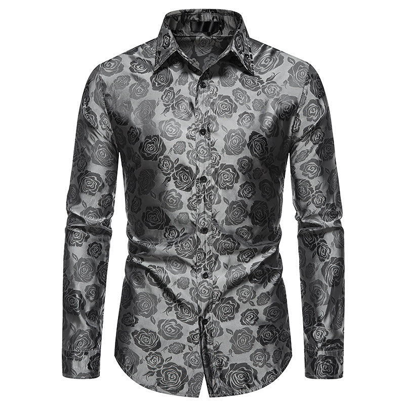 Herren Hemd mit floralen Prägungen und elegantem Glanz Echoarchiv