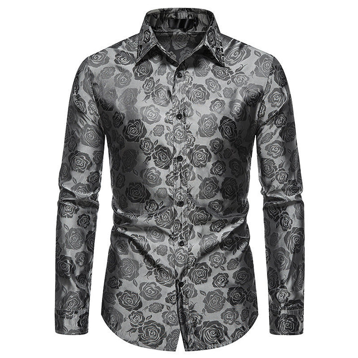 Herren Hemd mit floralen Prägungen und elegantem Glanz Echoarchiv