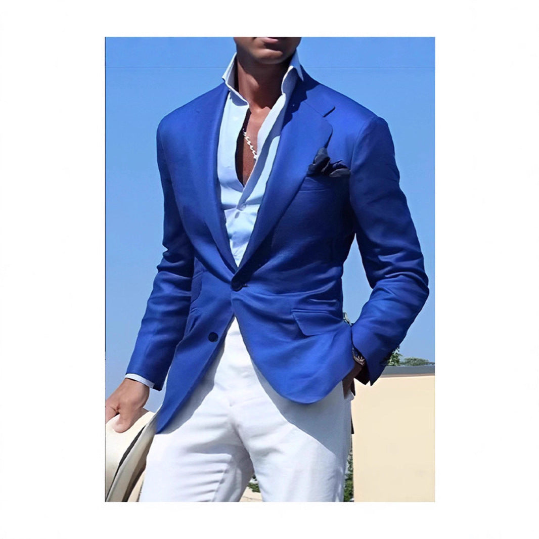 Herren Eleganter Leinenblazer mit modernem Schnitt und strukturiertem Gewebe Echoarchiv