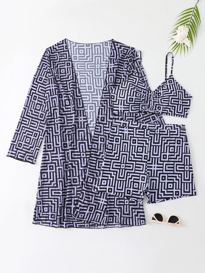 Damen Bademode-Set mit stylischem Kimono und Shorts Echo Archiv
