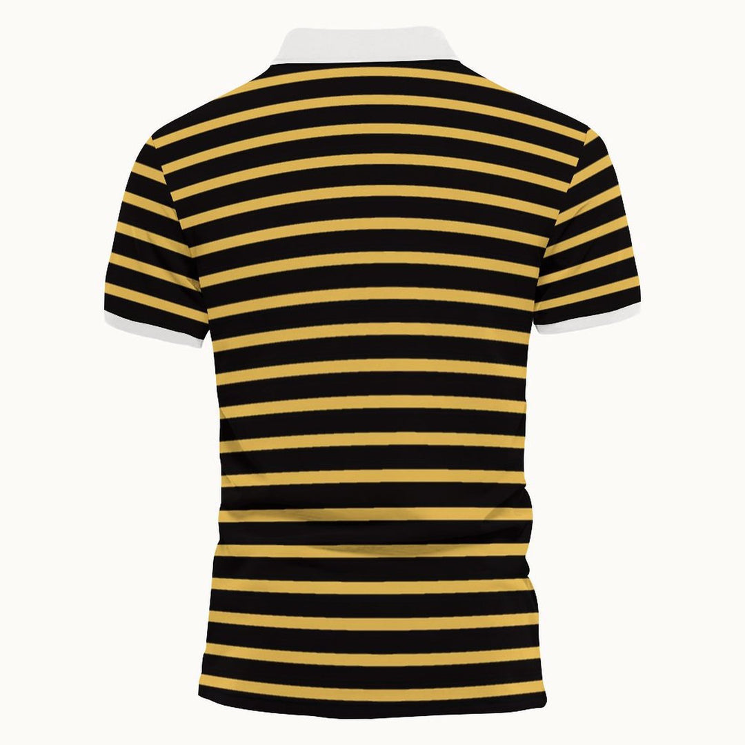 Herren Polo-Shirt mit maritimem Streifenmuster und kontrastierendem Kragen Echoarchiv